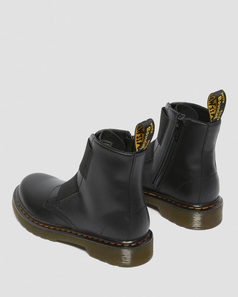 Dr Martens Junior 1460 Elastic Leren Veterlaarzen Kinderen Zwart | NL 149ZUT